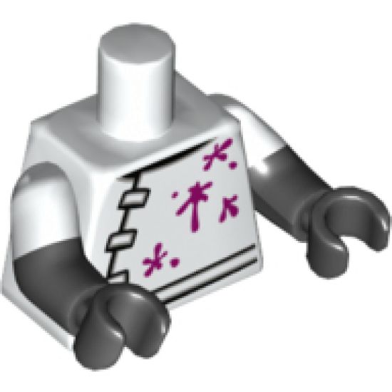 Torso Lab Coat with 3 Black and Gray Clasps, Belt and Magenta Stains Pattern / Black Arms with White Short Sleeves Pattern / Black Hands