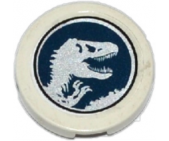 Tile, Round 2 x 2 with Bottom Stud Holder with Jurassic World Logo Pattern (Sticker) - Set 75919