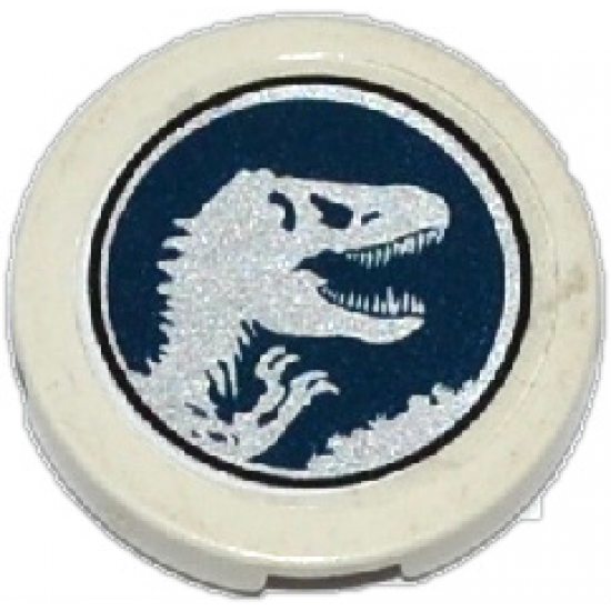 Tile, Round 2 x 2 with Bottom Stud Holder with Jurassic World Logo Pattern (Sticker) - Set 75919