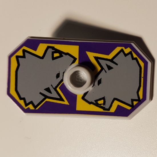 Minifigure, Shield Rectangular with Stud, Knights Kingdom Danju Wolf Pattern (Printed Version)