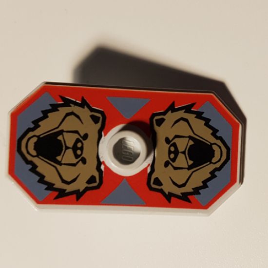 Minifigure, Shield Rectangular with Stud, Knights Kingdom Santis Bear Pattern (Printed Version)