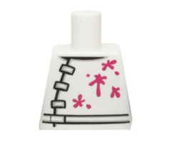 Torso Lab Coat with 3 Black and Gray Clasps, Belt and Magenta Stains Pattern