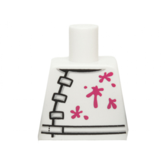 Torso Lab Coat with 3 Black and Gray Clasps, Belt and Magenta Stains Pattern