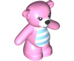 Teddy Bear with Black Eyes, Nose and Mouth, White Stomach and Muzzle and Medium Blue Stripes Pattern