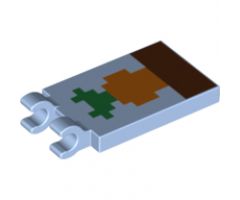 Tile, Modified 2 x 3 with 2 Clips with Minecraft Carrot in Ground Pattern