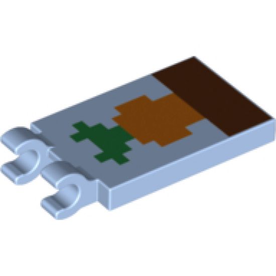 Tile, Modified 2 x 3 with 2 Clips with Minecraft Carrot in Ground Pattern