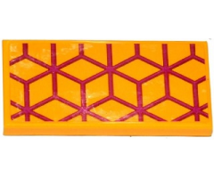 Tile 2 x 4 with Magenta Diamond Cube Geometric Pattern (Sticker) - Set 41135