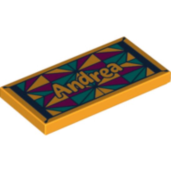 Tile 2 x 4 with 'Andrea' and Beach Towel Pattern