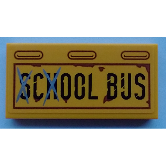 Tile 2 x 4 with 'SCHOOL BUS' and Rust Pattern (Sticker) - Set 70423