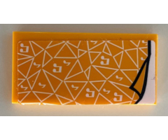 Tile 2 x 4 with Bright Light Orange Blanket with White Triangles and Musical Notes Pattern (Sticker) - Set 41340