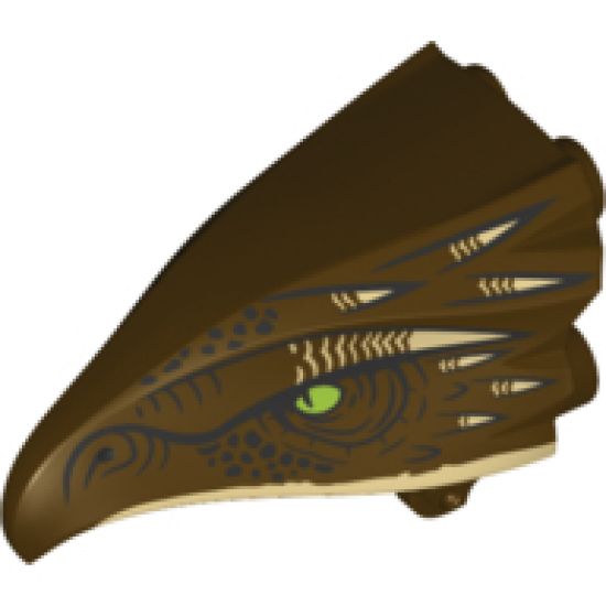 Animal, Body Part Bird Head Upper Jaw with Dark Brown Beak and Tan Horns Pattern (Hungarian Horntail)