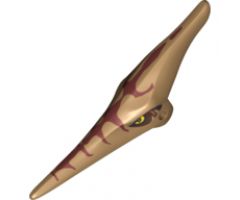 Animal, Body Part Dinosaur Head Pteranodon with Eyes and Dark Red Stripes Pattern