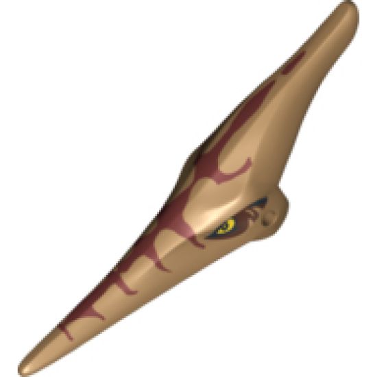 Animal, Body Part Dinosaur Head Pteranodon with Eyes and Dark Red Stripes Pattern