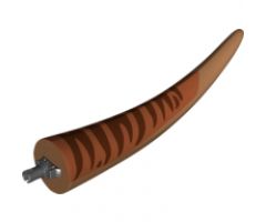 Animal, Body Part Dinosaur Tail Tyrannosaurus rex with Pin, Dark Orange Top and Dark Brown Stripes Pattern