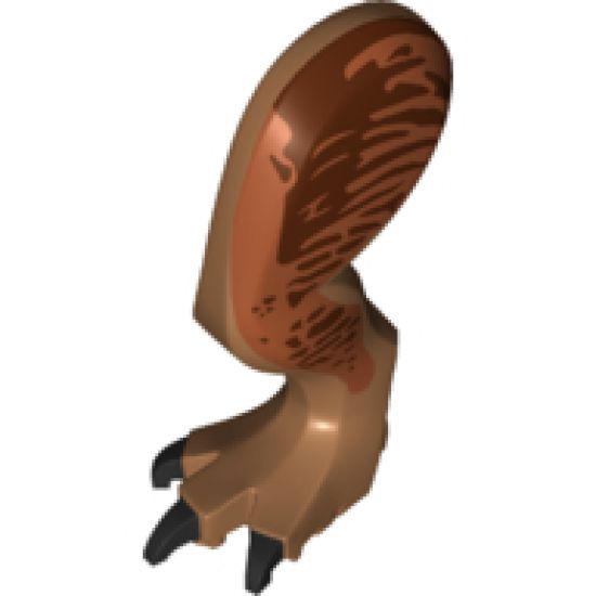 Animal, Body Part Dinosaur Leg Large (Rear) Tyrannosaurus rex with Pin, Black Claws and Brown and Dark Orange Stripes Pattern - Left