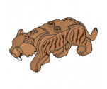 Cat, Large (Saber-Toothed Tiger) with Light Yellow Eyes, Long Teeth and Reddish Brown Stripes Pattern