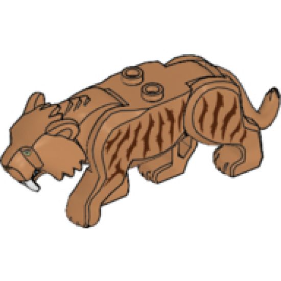 Cat, Large (Saber-Toothed Tiger) with Light Yellow Eyes, Long Teeth and Reddish Brown Stripes Pattern