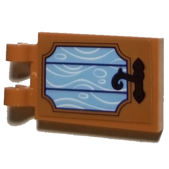 Tile, Modified 2 x 3 with 2 Open O Clips with Medium Blue Window with Latch Pattern (Sticker) - Set 41193
