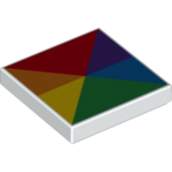 Tile 2 x 2 with 6 Triangles in Rainbow Colors Pattern