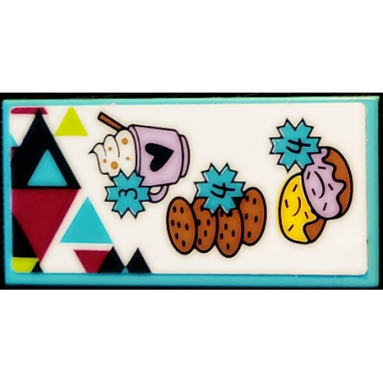 Tile 2 x 4 with Hot Chocolate, Cookies and Doughnuts Price List Pattern (Sticker) - Set 41319