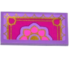 Tile 2 x 4 with Gold, Magenta, Dark Pink and Lavender Oriental Rug Pattern (Sticker) - Set 41061