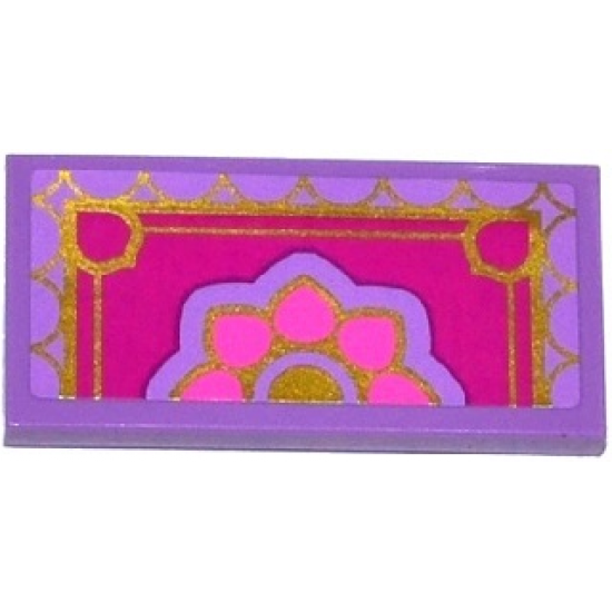 Tile 2 x 4 with Gold, Magenta, Dark Pink and Lavender Oriental Rug Pattern (Sticker) - Set 41061