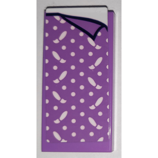 Tile 2 x 4 with Medium Lavender Blanket with Dots and Paintbrushes Pattern (Sticker) - Set 41340