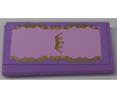 Tile 2 x 4 with Gold Crown and Swirls Pattern (Sticker) - Set 41055