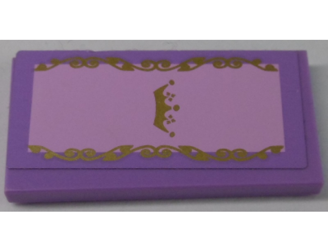 Tile 2 x 4 with Gold Crown and Swirls Pattern (Sticker) - Set 41055