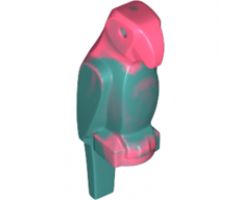 Bird, Parrot with Large Beak with Marbled Dark Turquoise Pattern