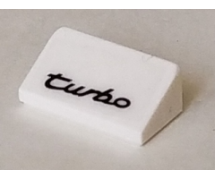 Slope 30 1 x 2 x 2/3 with Black 'TURBO' on White Background Pattern (Sticker) - Set 75895