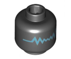 Minifigure, Head without Face Medium Azure Zigzag Line Pattern - Hollow Stud