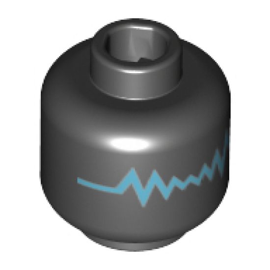 Minifigure, Head without Face Medium Azure Zigzag Line Pattern - Hollow Stud
