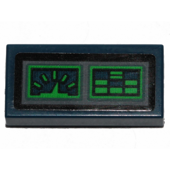 Tile 1 x 2 with Green Gauges Pattern (Sticker) - Set 70826