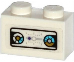 Brick 1 x 2 with Gold and Medium Azure Gauges, Silver Graduated Scale and Dark Purple Dot Pattern (Sticker) - Set 70167