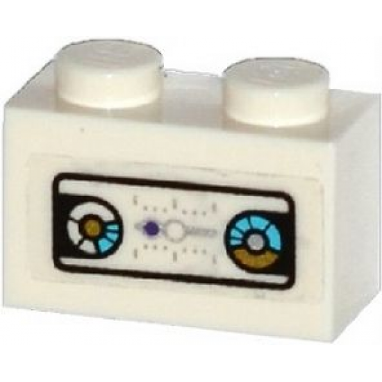 Brick 1 x 2 with Gold and Medium Azure Gauges, Silver Graduated Scale and Dark Purple Dot Pattern (Sticker) - Set 70167