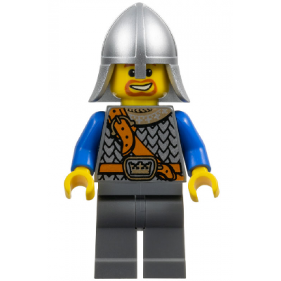 Fantasy Era - Crown Knight Scale Mail with Chest Strap, Helmet with Neck Protector, Beard Around Mouth