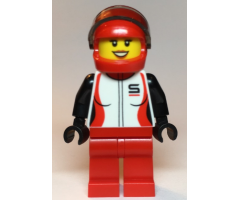 Race Car Driver, Female, Red and White Race Jacket, Red Helmet and Legs