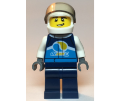 Race Car Driver, Male, Dark Blue 'Octan E' Race Jacket and Legs, White Helmet