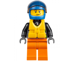 Xtreme Powerboat Driver, Male, Brown Dimple, Black Race Jacket, Orange Legs, Blue Standard Helmet, Yellow Life Jacket