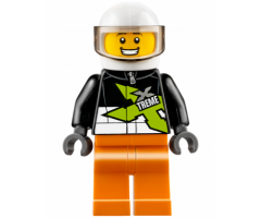 Xtreme Stunt Truck Driver, Male, Black Race Jacket, Orange Legs, White Standard Helmet