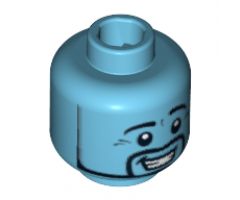 Minifigure, Head Black Eyebrows and Facial Hair, Open Smile Pattern - Blocked Open Stud