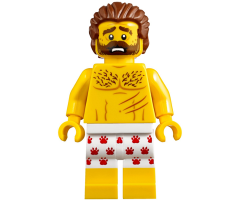 Mountain Police - Crook Male Bare Chest, White Underwear with Red Pawprints Pattern