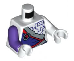 Torso Ninjago Dress with Silver Sash and Purple Circuitry Pattern / White Arm Left / Dark Purple Arm Right / White Hands