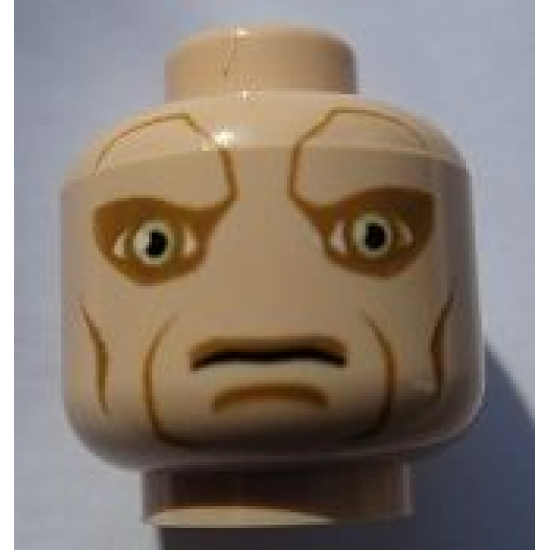 Minifigure, Head Alien with SW Saesee Tiin, Large Eyes and Cheek Lines Pattern - Blocked Open Stud