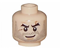 Minifigure, Head Beard Stubble, Arched Eyebrows, White Pupils and Scars Pattern - Blocked Open Stud