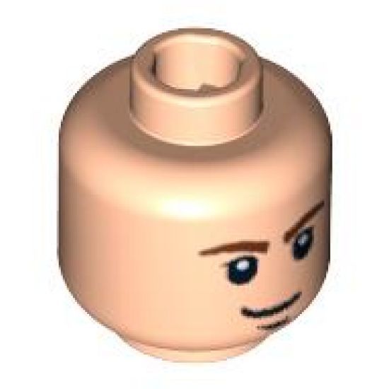 Minifigure, Head Male Brown Eyebrows, White Pupils and Brown Chin Dimple Pattern (SW Han Solo) - Blocked Open Stud