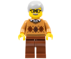 Grandfather - Medium Nougat Argyle Sweater, Light Bluish Gray Hair