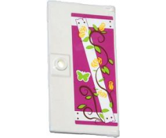 Door 1 x 4 x 6 with Stud Handle with Nailed Wooden Boards, Rose Vines and Green Butterfly Pattern Model Left Side (Sticker) - Set 41039