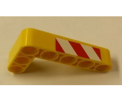 Technic, Liftarm 3 x 5 L-Shape Thick with Red and White Danger Stripes Pattern Model Left Side (Sticker) - Set 42006